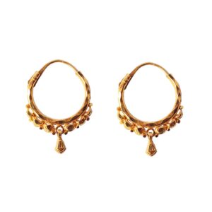 Solid 22K/18K/14K Fine Gold Certified Stamped  Hanged Leaf Design Hoop Earring