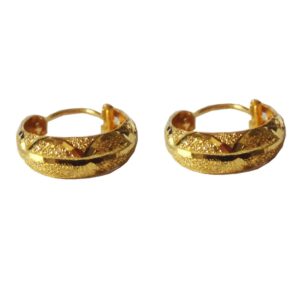Solid 22K/18K/14K Fine Gold Certified Stamped Carved Basket Design Hoop Earring