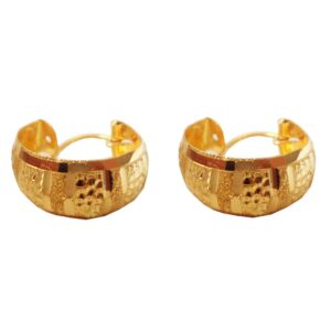 Solid 22K/18K/14K Fine Gold Certified Stamped Dotted Basket Design Hoop Earring