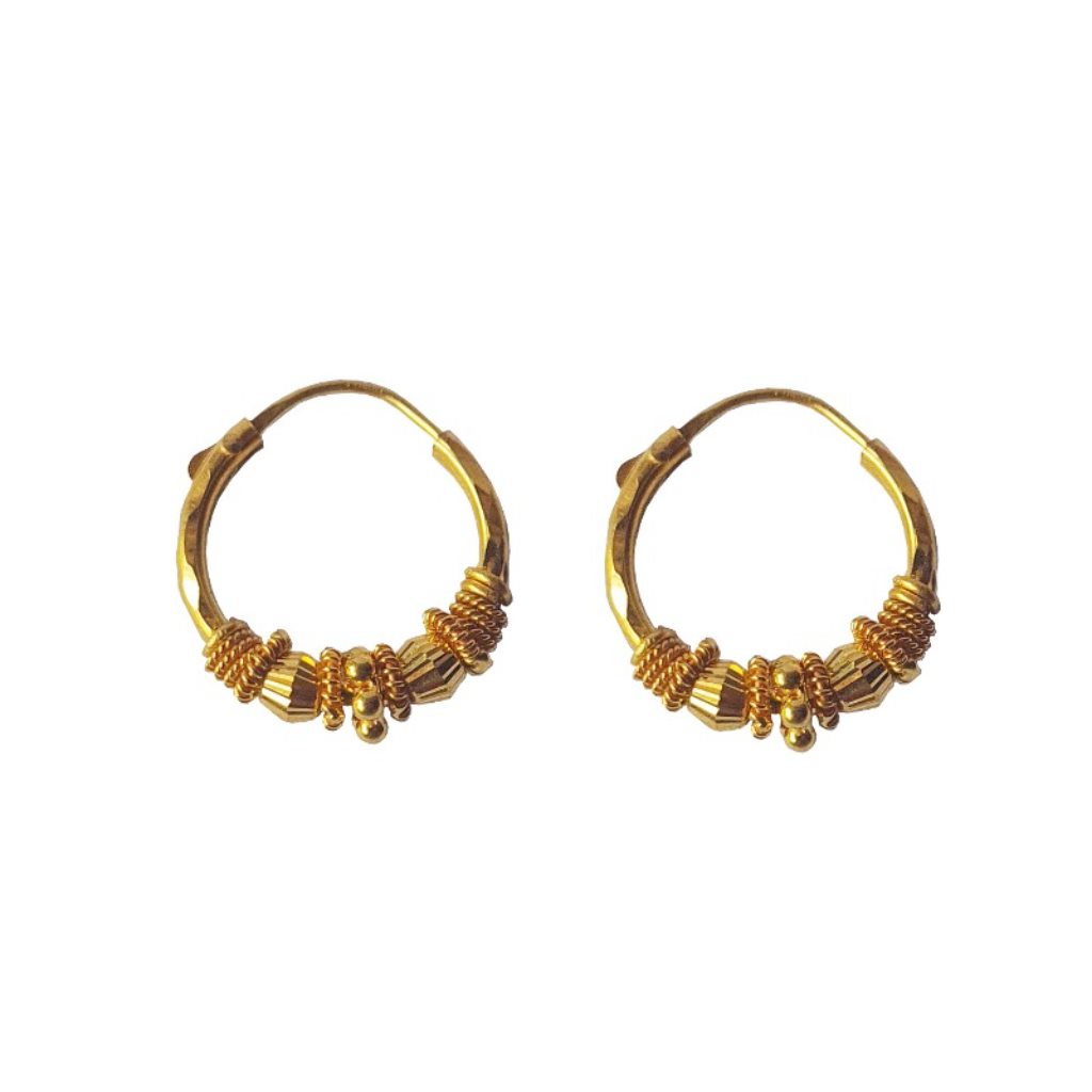 Solid 22K/18K/14K Fine Gold Certified Stamped Beautiful Design Hoop Earring