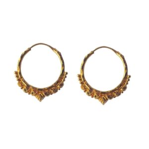 Solid 22K/18K/14K Fine Gold Certified Stamped Carved Design Hoop Earring
