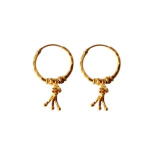 Solid 22K/18K/14K Fine Gold Certified Stamped Carved Chain Design Hoop Earring