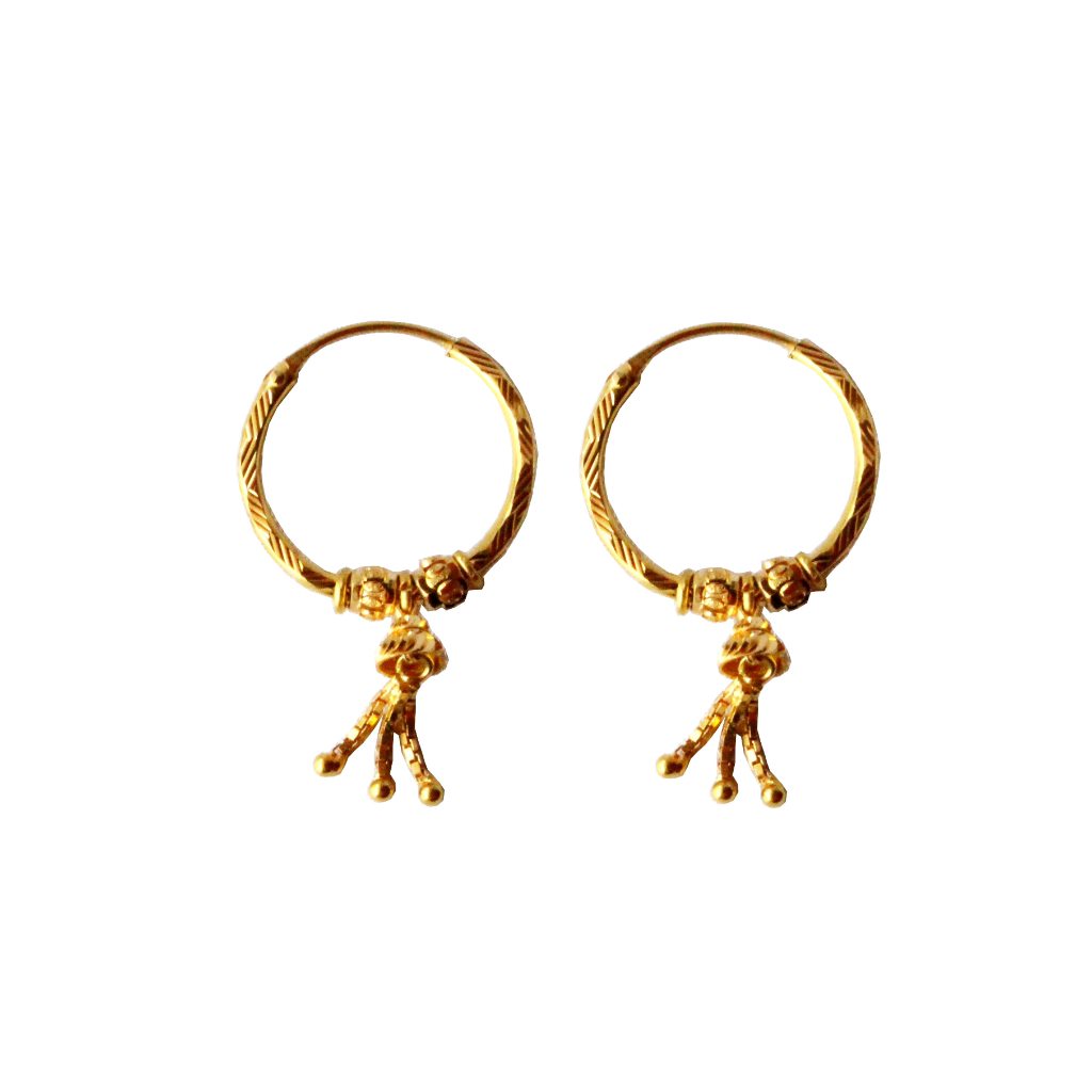 Solid 22K/18K/14K Fine Gold Certified Stamped Carved Chain Design Hoop Earring