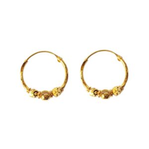 Solid 22K/18K/14K Fine Gold Certified Stamped Carved Design Hoop Earring