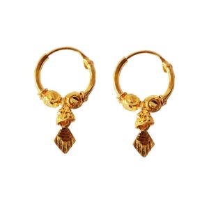 Solid 22K/18K/14K Fine Gold Certified Stamped Unique Carved Design Hoop Earring