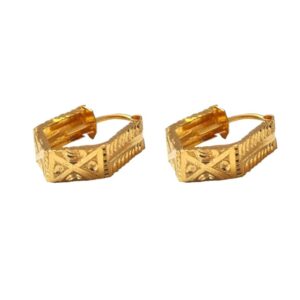 Solid 22K/18K/14K Fine Gold Certified Stamped Unique Design Hoop Earring