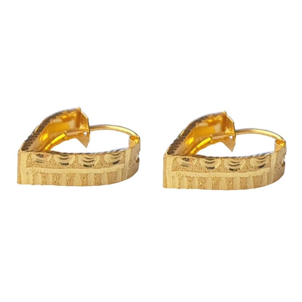 Solid 22K/18K/14K Fine Gold Certified Stamped Beautiful Design Hoop Earring