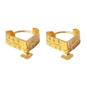 Solid 22K/18K/14K Fine Gold Certified Stamped Classy Design Hoop Earring