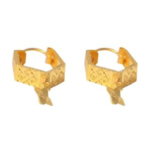 Solid 22K/18K/14K Fine Gold Certified Stamped Carved Design Hoop Earring