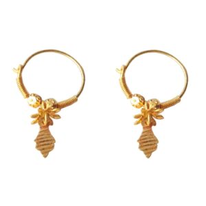 Solid 22K/18K/14K Fine Gold Certified Stamped Stunning Leaf Design Hoop Earring