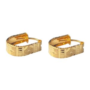 Solid 22K/18K/14K Fine Gold Certified Stamped Abstract Design Hoop Earring