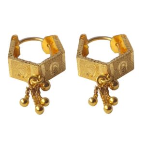 Solid 22K/18K/14K Fine Gold Certified Stamped Carved Design Hoop Earring