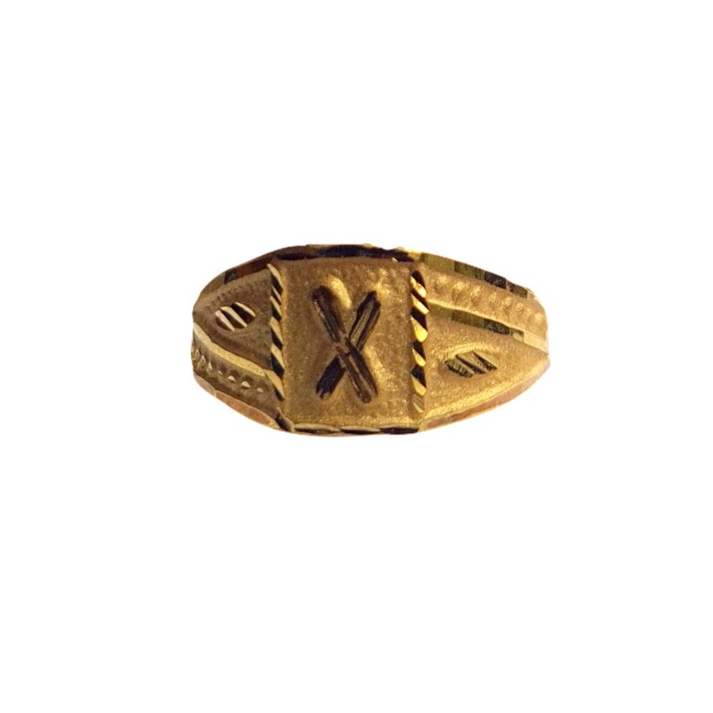 Solid 22K/18K/14K Fine Gold Certified Stamped Carved X Design Kid's Ring