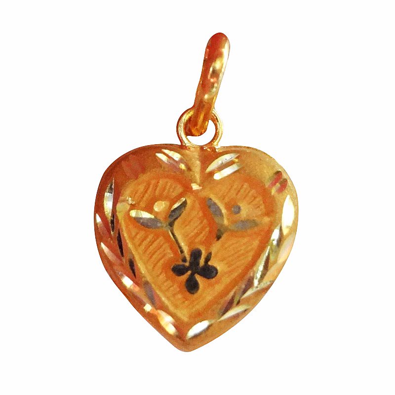 Solid 22K/18K/14K Fine Gold Certified Stamped Heart Shape Design Pendant