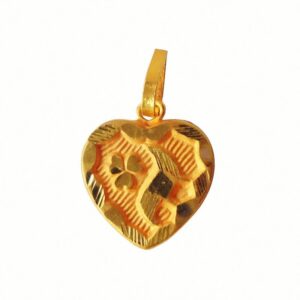 Solid 22K/18K/14K Fine Gold Certified Stamped Heart Carved Design Pendant