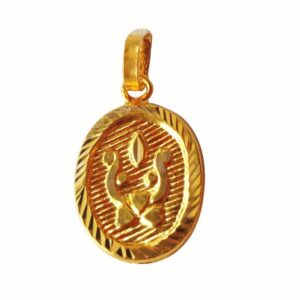 Solid 22K/18K/14K Fine Gold Certified Stamped Oval Carved Design Pendant