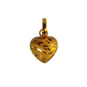 Solid 22K/18K/14K Fine Gold Certified Stamped Heart Shape Design Pendant In 22 Carat,18 Carat and 14 Carat Fine Gold