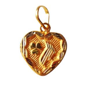 Solid 22K/18K/14K Fine Gold Certified Stamped Heart Flower Carved Design Pendant