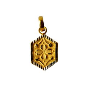 Solid 22K/18K/14K Fine Gold Certified Stamped Hexagonal Design Pendant In 22 Carat,18 Carat and 14 Carat Fine Gold
