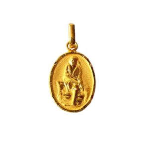 Solid 22K/18K/14K Fine Gold Certified Stamped Sai Baba Oval Design Pendant In 22 Carat,18 Carat and 14 Carat Fine Gold