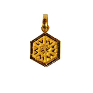 Solid 22K/18K/14K Fine Gold Certified Stamped Hexagonal Design Pendant In 22 Carat,18 Carat and 14 Carat Fine Gold