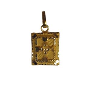 Solid 22K/18K/14K Fine Gold Certified Stamped Square Shape Design Pendant In 22 Carat,18 Carat and 14 Carat Fine Gold