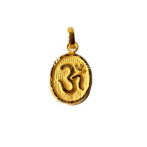 Solid 22K/18K/14K Fine Gold Certified Stamped Oval Shape Om Design Pendant In 22 Carat,18 Carat and 14 Carat Fine Gold
