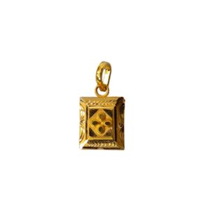 Solid 22K/18K/14K Fine Gold Certified Stamped Square Shape Design Pendant In 22 Carat,18 Carat and 14 Carat Fine Gold