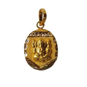Solid 22K/18K/14K Fine Gold Certified Stamped Oval Ganesha Design Pendant In 22 Carat,18 Carat and 14 Carat Fine Gold