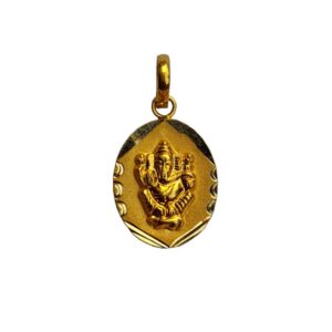 Solid 22K/18K/14K Fine Gold Certified Stamped Oval Ganesha Design Pendant In 22 Carat,18 Carat and 14 Carat Fine Gold