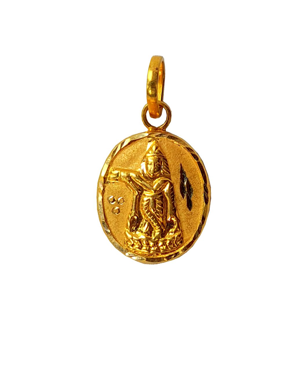 Solid 22K/18K/14K Fine Gold Certified Stamped Round Krishna Design Pendant