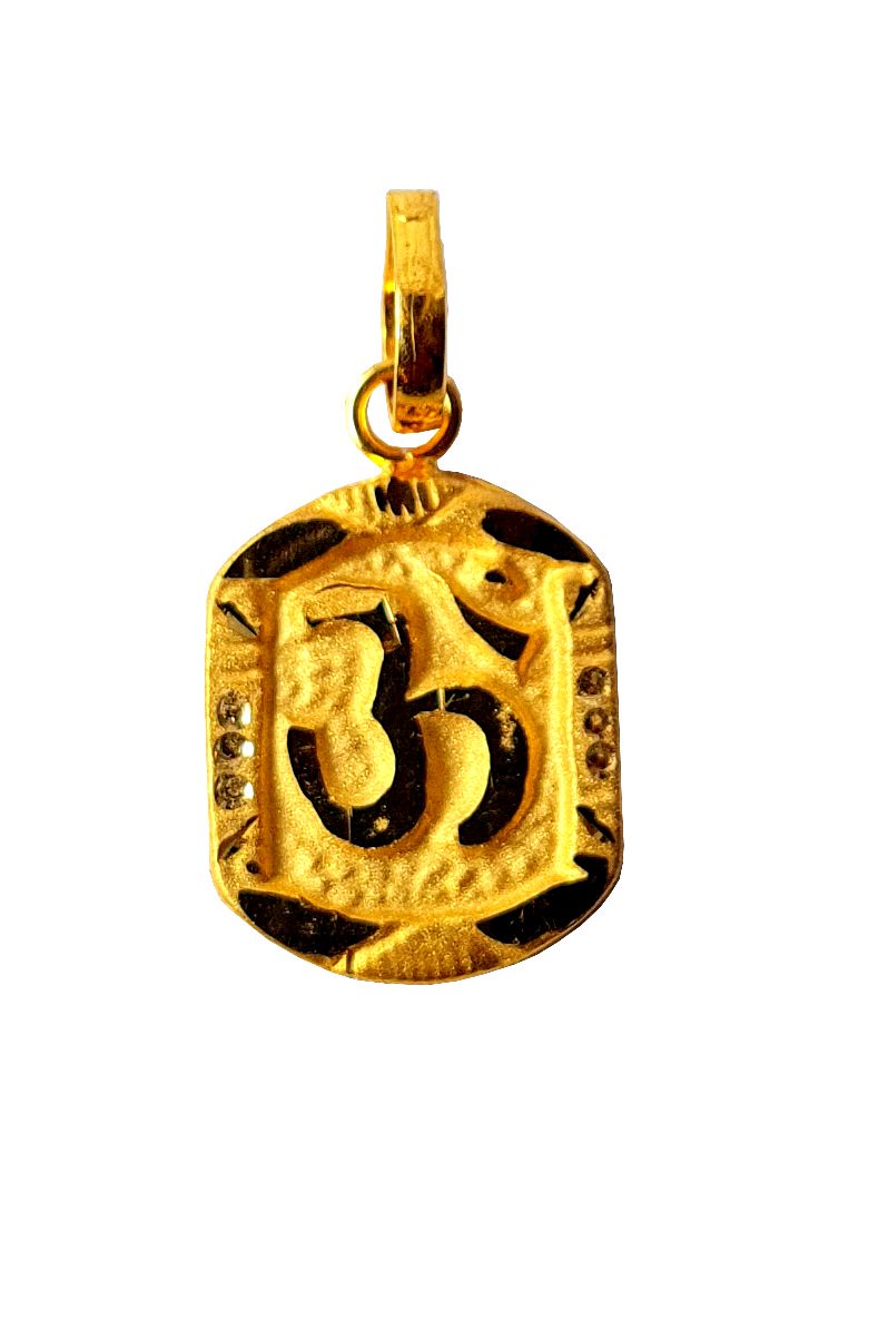 Solid 22K/18K/14K Fine Gold Certified Stamped Beautiful Om Carved Design Pendant