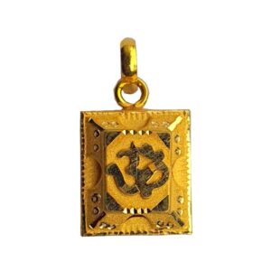 Solid 22K/18K/14K Fine Gold Certified Stamped Square Om Design Pendant In 22 Carat,18 Carat and 14 Carat Fine Gold