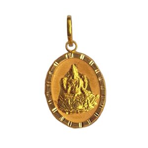 Solid 22K/18K/14K Fine Gold Certified Stamped Oval Lakshmi Design Pendant In 22 Carat,18 Carat and 14 Carat Fine Gold