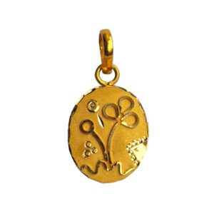 Solid 22K/18K/14K Fine Gold Certified Stamped Oval Carved Design Pendant In 22 Carat,18 Carat and 14 Carat Fine Gold