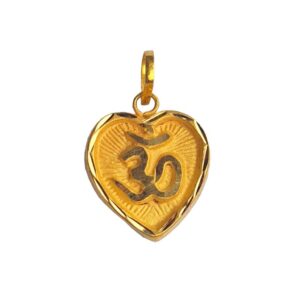 Solid 22K/18K/14K Fine Gold Certified Stamped Heart Om Design Pendant In 22 Carat,18 Carat and 14 Carat Fine Gold
