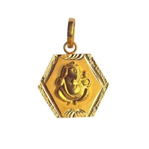 Solid 22K/18K/14K Fine Gold Certified Stamped Hexagonal Design Pendant In 22 Carat,18 Carat and 14 Carat Fine Gold