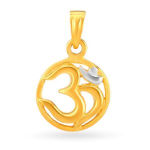 Solid 22K/18K/14K Fine Gold Certified Stamped Om Rhodium Tip Design Pendant In 22 Carat,18 Carat and 14 Carat Fine Gold