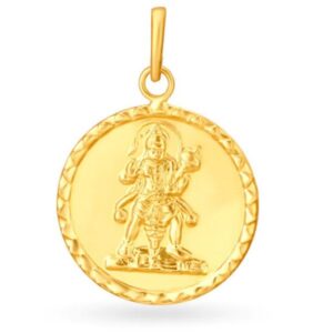 Solid 22K/18K/14K Fine Gold Certified Stamped Divine Hanuman Round Design Pendant In 22 Carat,18 Carat and 14 Carat Fine Gold