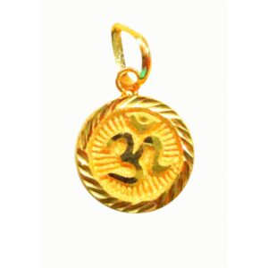 Solid 22K/18K/14K Fine Gold Certified Stamped Circle OM Design Pendant In 22 Carat,18 Carat and 14 Carat Fine Gold
