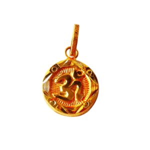 Solid 22K/18K/14K Fine Gold Certified Stamped Round OM Design Pendant In 22 Carat,18 Carat and 14 Carat Fine Gold