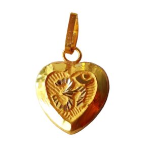 Solid 22K/18K/14K Fine Gold Certified Stamped Heart OM Design Pendant In 22 Carat,18 Carat and 14 Carat Fine Gold