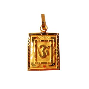 Solid 22K/18K/14K Fine Gold Certified Stamped Square OM Design Pendant In 22 Carat,18 Carat and 14 Carat Fine Gold