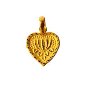 Solid 22K/18K/14K Fine Gold Certified Stamped Lotus Carved Design Pendant In 22 Carat,18 Carat and 14 Carat Fine Gold