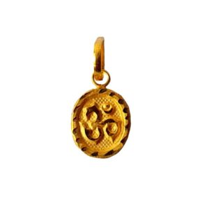 Solid 22K/18K/14K Fine Gold Certified Stamped Om Carved Design Pendant In 22 Carat,18 Carat and 14 Carat Fine Gold