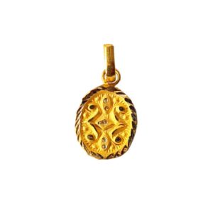 Solid 22K/18K/14K Fine Gold Certified Stamped Oval Shape Design Pendant In 22 Carat,18 Carat and 14 Carat Fine Gold