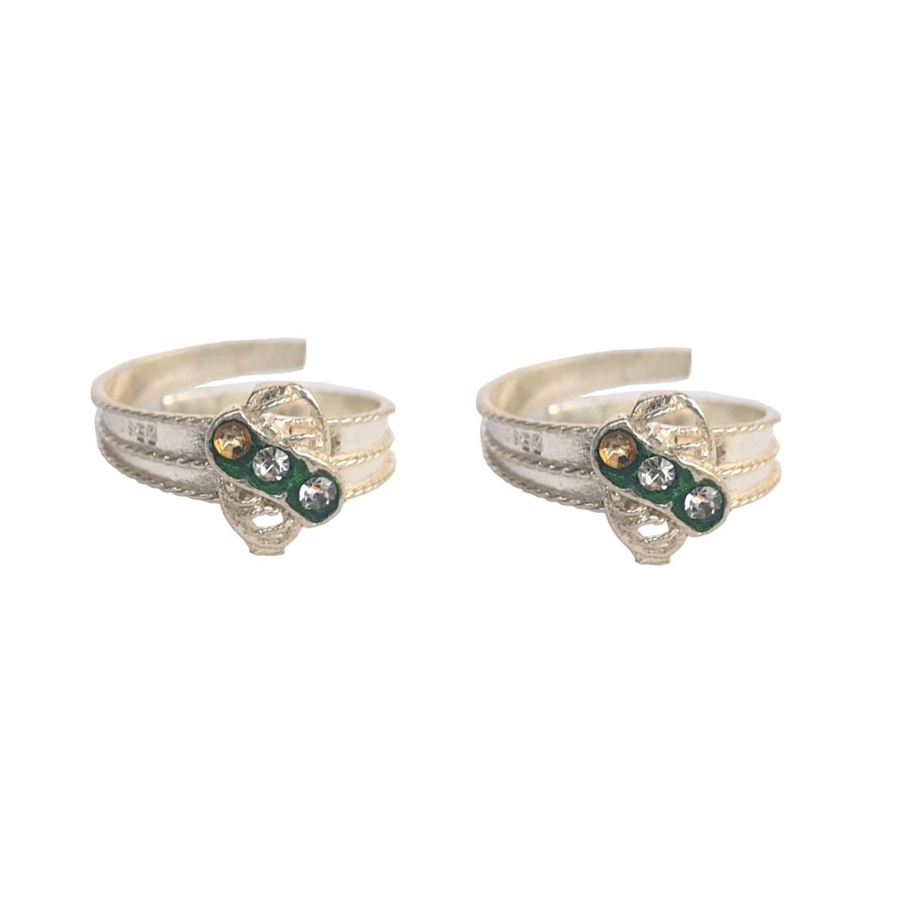 Solid 925 Sterling Silver Unique Fancy Design Toe Ring Pair For Women