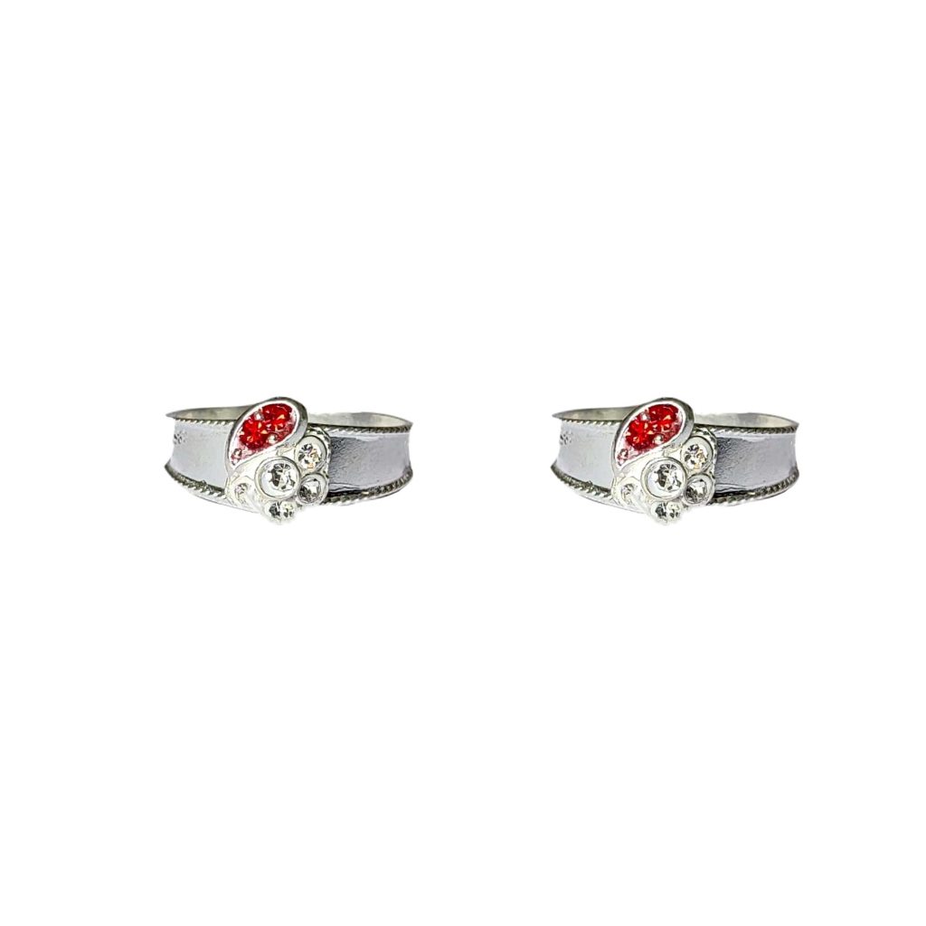 Solid 925 Sterling Silver Abstract Design Toe Ring Pair For Women