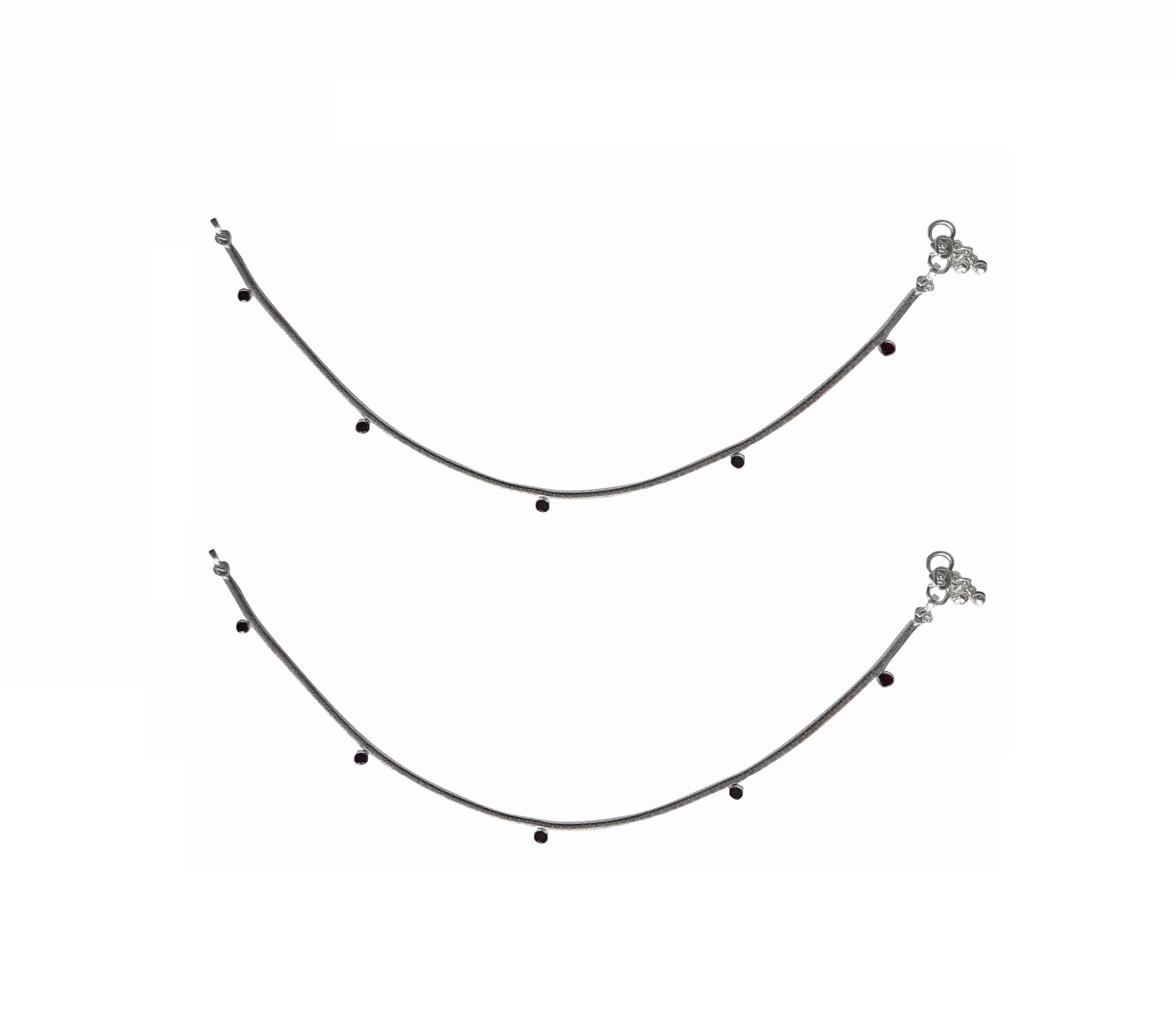 Solid 925 Sterling Silver Classy Design Child Anklet Pair For Women