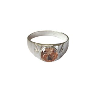Solid Pure 925 Sterling Fine Silver Round Stone Design Ladies Ring Size-9.5